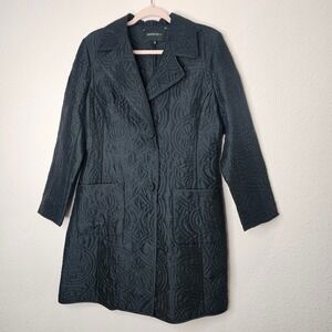 Lafayette 148 New York Jacket Women's Quilted Black Button Minimalist Size 12